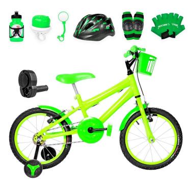 Imagem de Bicicleta Infantil Aro 16 Alumínio + Kit Premium Verde Claro