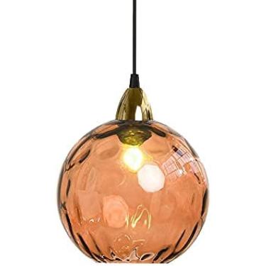 Imagem de Iluminação de teto Estilo nórdico manchado iluminação pendente de vidro, diâmetro criativo 20cm/7.8in, lustre de decoração simples, mini lâmpada de suspensão de vidro soprado à mão, camas de