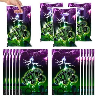 Imagem de 50 peças sacos de lembrancinha de festa de caminhão monstro roxo verde sacos de festa caminhão monstro tema de doces doces doces sacos de festa de carro de corrida monstro decoração de festa de