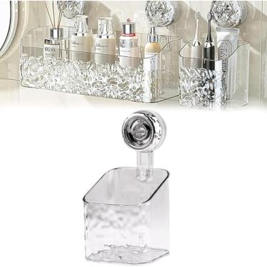 Imagem de Prateleira De Ventosa Com Padrão De Geleira De Estilo De Luxo Leve, Suporte De Chuveiro Com Ventosa Removível Cesta De Chuveiro Multifuncional Sem Perfuração Para Cozinha De Banheiro, A