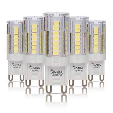 Imagem de Simba Lighting Lâmpada LED G9 4 Watts T4 40 Watts halogêneo de substituição JCD com base de dois pinos para pingentes, luzes de teto, lâmpada de mesa, arandela de parede, 120 V não regulável, luz do dia 6000 K, pacote com 5