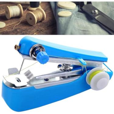 Imagem de Máquina de costura portátil azul, máquinas de costura, mini máquina de costura manual, ferramenta de costura útil, mini máquina de esgoto, máquina de costura, artes, artesanato e costura