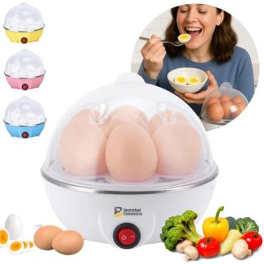 Imagem de Cozedor De Ovos Elétrico Portátil Cozinha À Vapor 110v e 220v Panela A vapor de Ovos Elétrico Vapor Cozinha Multi Funções Ovos Egg Ovo Cozido Prático (Branco-110v)