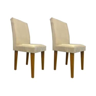Imagem de Kit 2 Cadeiras De Jantar Estofadas Conjunto Luxor Pés em Madeira - Mix