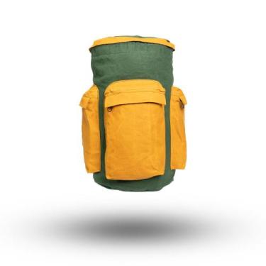 Imagem de Mochila Ferramental Verde Bandeira com Amarelo 50Litros Lona Encerada 
