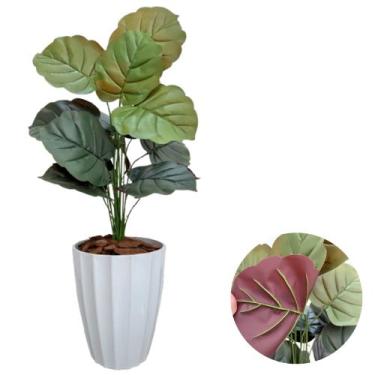 Imagem de Planta Artificial Caladium Com Vaso Facetado Decoração Sala - PlantaIm