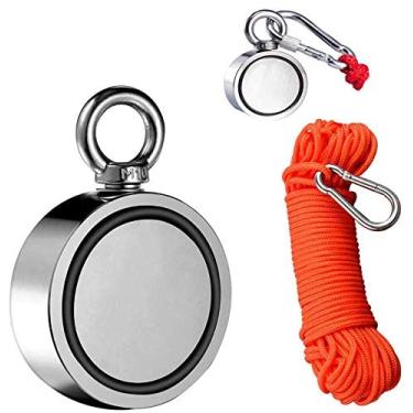 Imagem de Kits De Pesca De ímã De Lado Duplo,Ímã De Neodímio Com Corda 20m Força De Tração,Ímã De Pesca Com Olhal Para ímã De Pesca D Salvamento No Rio