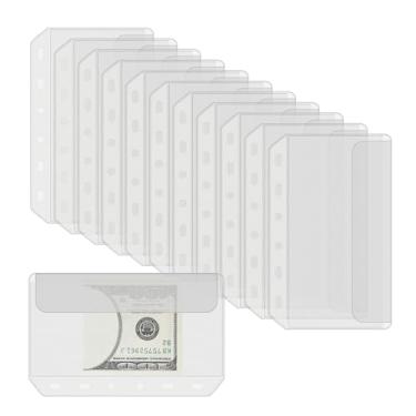 Imagem de Antner A7 Bolsos para fichário tamanho 6 furos, envelopes para dinheiro, inserções para orçamento, envelopes de PVC transparente, sem zíper, bolsa para fichário, sacos de folhas soltas, organizador de dinheiro para carteira A7, 12 peças