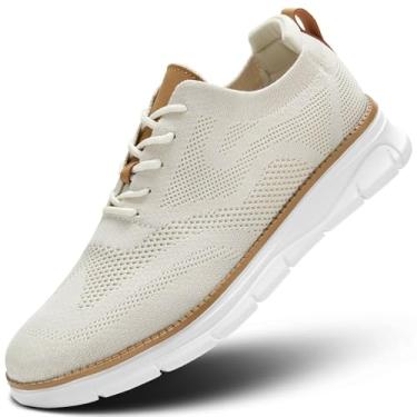 Imagem de Sapato Oxford masculino casual, moderno, para caminhada, malha, trabalho, negócios, confortável, leve, sola macia, Z0 Bege, 41