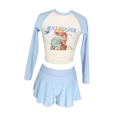 Imagem de YIJU Maiô feminino com proteção contra erupções cutâneas, roupa de praia macia de três peças para praia, viagens, férias, natação feminina, Xl