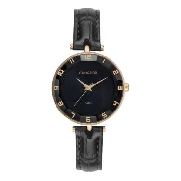 Imagem de Relógio MONDAINE feminino analógico couro preto 32912LPMVDH1