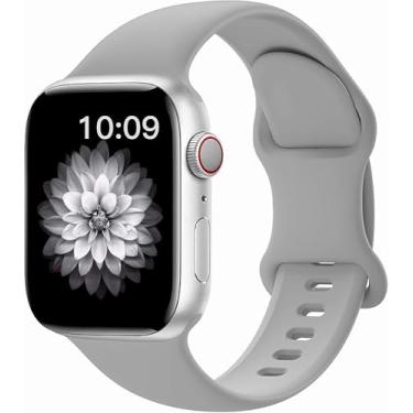 Imagem de Pulseiras de relógio esportivo patenteadas compatíveis com Apple Watch séries 10, Ultra 1/2, SE, 9, 8, 7, 6, 5, 4, 3, 2 e 1, pulseira de silicone impermeável para iWatch de 38 mm, 40 mm, 41 mm, 42 mm,