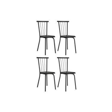 Imagem de Cadeira Sala de Jantar 154 Aço Kit 4 Uni Preto/Courano Preto - Carraro