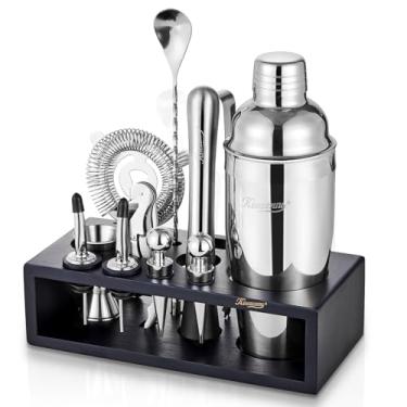 Imagem de KITESSENSU Conjunto De 12 Coqueteleiras Com Suporte, Kit Bar Mixology, Acessórios Essenciais Para Em Casa: Coqueteleira Martini, Jigger, Socador, Colher, Misturador Bebidas