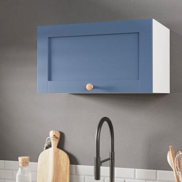 Imagem de Armário Aéreo 1 Porta Basculante 60cm Arizona Cabecasa Madeiramadeira Branco/Azul