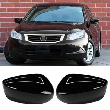 Imagem de Yumzeco 2 peças compatíveis com Honda Accord Side Mirror Cover Trim 8ª geração 2008 2009 2010 2011 2012, tampas de espelho retrovisor de porta lateral do motorista e passageiro para Honda Accord sem