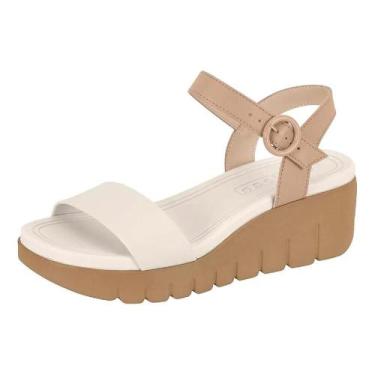 Imagem de Sandalia Moleca Plataforma Anabela Casual, 38, Branco