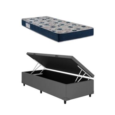 Imagem de Cama Box Baú Solteiro Cinza ISO 60 D28 - Ortobom