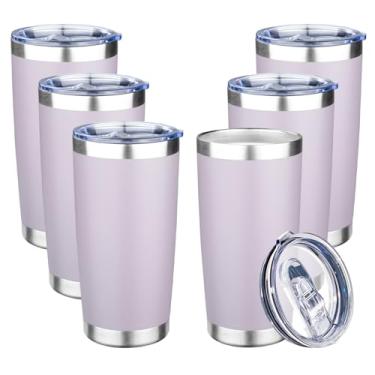 Imagem de FLIFQI Copo de 590 ml com tampa de parede dupla isolado a vácuo caneca de café de viagem copo térmico de aço inoxidável revestido em pó copo de café resistente a granel para bebidas quentes e frias