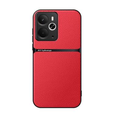 Imagem de Kepuch Capa para Realme 14 5G (Intl) - Litchi Grano Case Placa de Metal Embutida - Vermelho