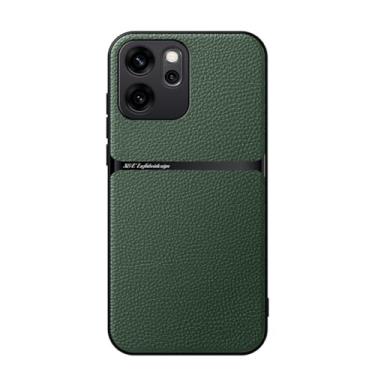 Imagem de Kepuch Capa para Oppo Reno 14 F (Intl) - Litchi Grano Case Placa de Metal Embutida - Verde