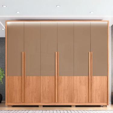 Imagem de Guarda Roupa Casal Space com 6 Portas de Bater 4 Gavetas e Led MDP Fre
