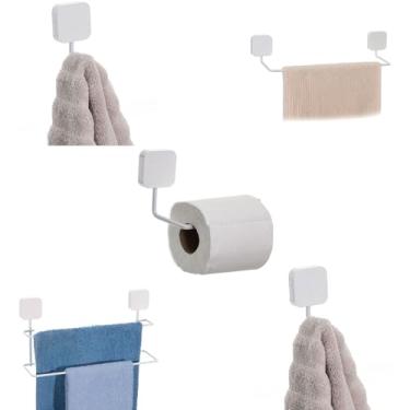 Imagem de Organizadores para banheiro 5 peças Branco Metaltru - Kit 07