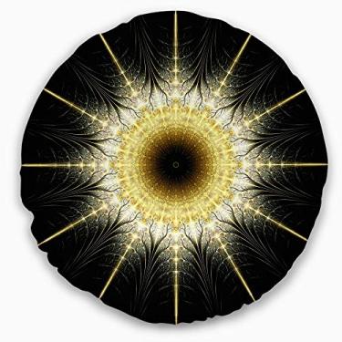 Imagem de Designart Flor fractal amarelo brilhante floral sala de estar, sofá, almofada + capa de almofada impressa em ambos os lados 50 cm