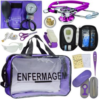 Imagem de Kit Enfermagem Cores Bolsa Top Premium + Medidor Glicose - Love Saude,