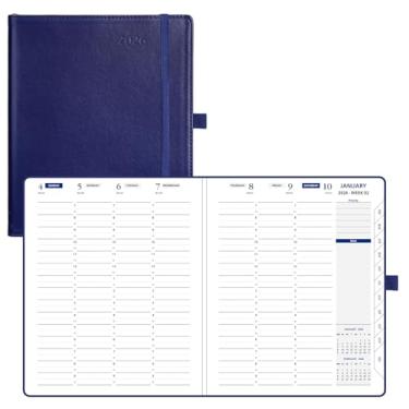 Imagem de POPRUN Agenda semanal 2026 (médio 17 x 21 cm), agenda de horários de 30 minutos (janeiro de 2026 a dezembro de 2026) com abas mensais, bolsos internos, suporte para caneta, capa macia de couro PU, 100