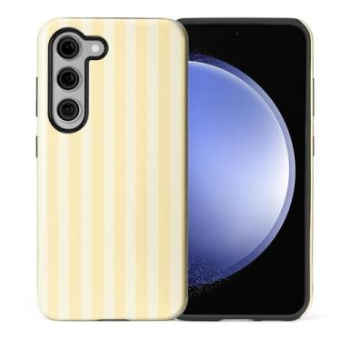 Imagem de WANKBLC Capa brilhante compatível com Samsung Galaxy S23 Plus para meninas e meninos, design de corpo inteiro, silicone macio, proteção contra arranhões, estampa louca, listras amarelas e creme, linha