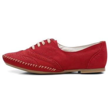 Imagem de Sapato Social Feminino Top Franca Shoes Oxford Confort Vermelho, 38