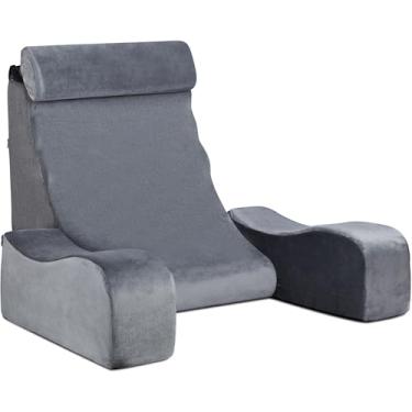 Imagem de SofGlowly Travesseiro de leitura para sentar na cama adulto, travesseiro de costas para sentar, ler e descansar na cama travesseiros para assistir TV/ler/jogar/descansar na cama, sofá ou chão, médio