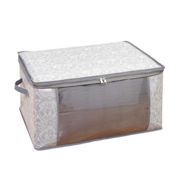 Imagem de Laura Ashley Bolsa para cobertor não tecido, fácil de montar, perfeita para cobertores, colchas, cabe facilmente embaixo das camas, organização doméstica, cinza