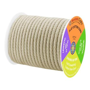 Imagem de Mandala Crafts Cordão De Substituição Plano Bege, 3/16" 20 Jardas, Moletom Com Capuz Algodão Macio,