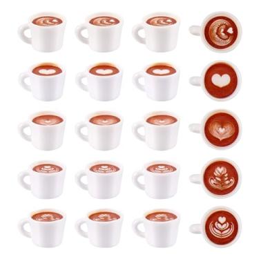 Imagem de Spritewelry Berloques de café de resina 3D fofo imitação de bebida, mini minúsculos pingentes de cappuccino de café para fazer joias, colar faça você mesmo, brinco, pulseira, chaveiro, artesanato