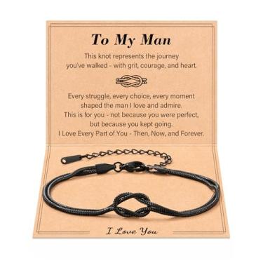 Imagem de Tarsus Pulseira To My Men/Husband/Son com nó de amor, joias de Natal, aniversário, aniversário, dia dos namorados, average, Aço inoxidável, Sem Pedra Preciosa