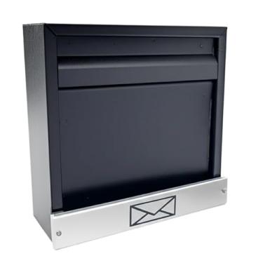 Imagem de Caixa Correio,Caixa de Correio Para Muro Parede Aço Inox Embutir Moderna(PRETA HORIZONTAL)
