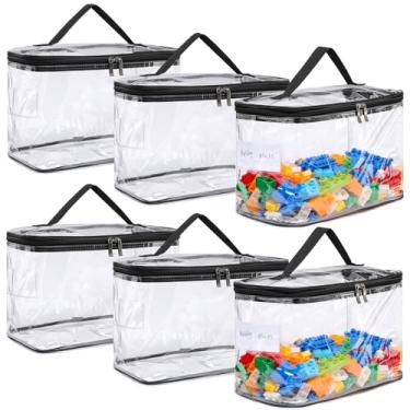 Imagem de 6 Pack Large Clear Storage Bag for Toys with Name Tag, Waterproof Duty PVC Toy Organizer Case for Board Games, Building Blocks, Puzzles, Stationery, Small Item Storage Bins(12.6 × 7.9 × 6.3 in)