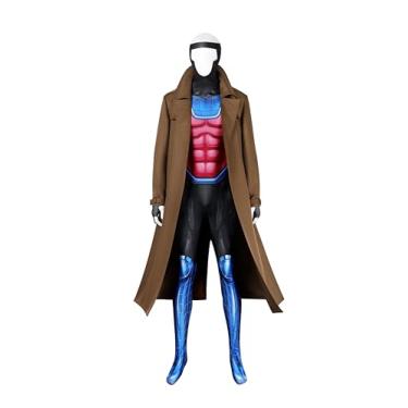 Imagem de Hryuiew Fantasia masculina Remy Etienne LeBeau cosplay de super-herói Gambit traje adulto com capa de máscara para Halloween (B, 3GG)
