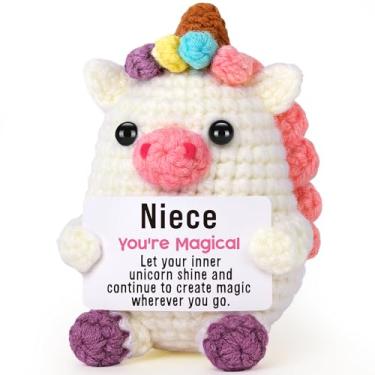 Imagem de LEJIAJINW Mini Unicorn Gifts for Niece Christmas, Niece Gifts for Birthday Graduation or White Elephant, Encouragement Cheer Up Handmade Unicorn for Anniversary Coming of Age Ceremony, from Aunt Uncle