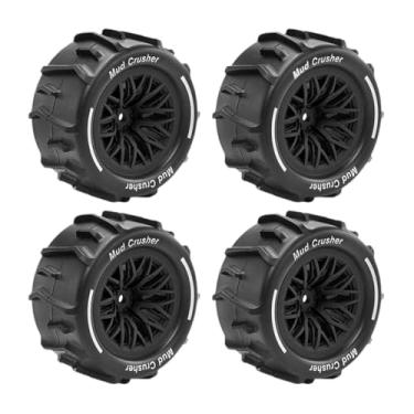 Imagem de Kokiya 4 peças componentes de pneus RC escala 1/18 peças de reposição aros de roda leves instalação fácil substituição para granito, Preto