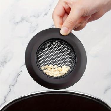 Imagem de Ralo para Pia, Preto, Inox, 11,5 cm, Borda Grande, Protetor de Ralo para Cozinha