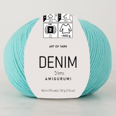 Imagem de Jeans Amigurumi Fio Arte 55% Algodão 45% Poliacrílico 50 g 174 m Macio Suave Esporte Fino (2) para Crochê, Tricô, Cobertores de Tricô, Roupas de Bebê Mais Cores (Turquesa, Pacote 1)