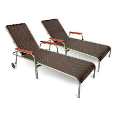 Imagem de Kit 2 Espreguiçadeiras Piscina Reclinável AcquaFlex Marrom/Champagne