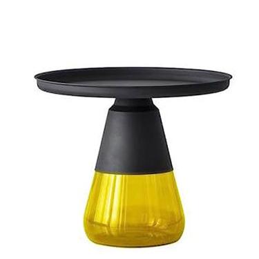 Imagem de Mesa de centro de design simples, mesa de canto redonda, mesa lateral pequena para espaços pequenos, mesa lateral de luxo com base de vidro, mesa de centro moderna, mesa lateral minimalista totalmente