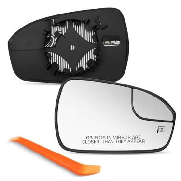 Imagem de SNEMEEY Substituição do espelho lateral do passageiro para Ford Fusion 2013 2014 2015 2016 2017 2018 2019 2020, vidro retrovisor externo do lado direito, aquecido, espelho convexo cromado com placa de
