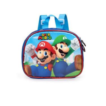 Imagem de Lancheira Escolar Infantil Masculina Mario Bross Azul - Bagaggio, U