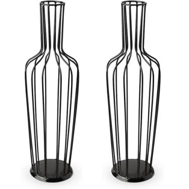 Imagem de Porta Rolha de Vinho Decorativo em Ferro, Design Industrial Retro, 40 cm Altura, Preto, Suporte para Garrafas Kit Com (2)