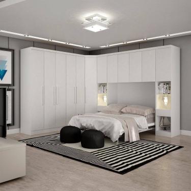 Imagem de Guarda-roupa Casal 12 Portas 7 Peças Modulado Cairo Neve